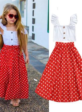 Girls Clothes Set Children Clothing Solid Color Sleeveless S