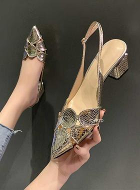 2022 Fashion Women Leather 3cm High Heels Lady Pointe Toe Go