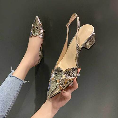 2022 Fashion Women Leather 3cm High Heels Lady Pointe Toe Go