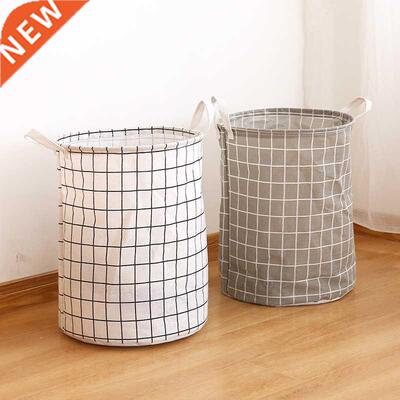 Cotton Linen Dirty Laundry Basket Foldable Round Waterproof