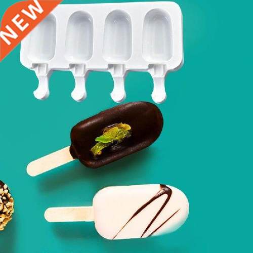 DIY Popsicle Moulds Freezer Silicone Ice Cream Mold 4 Cell