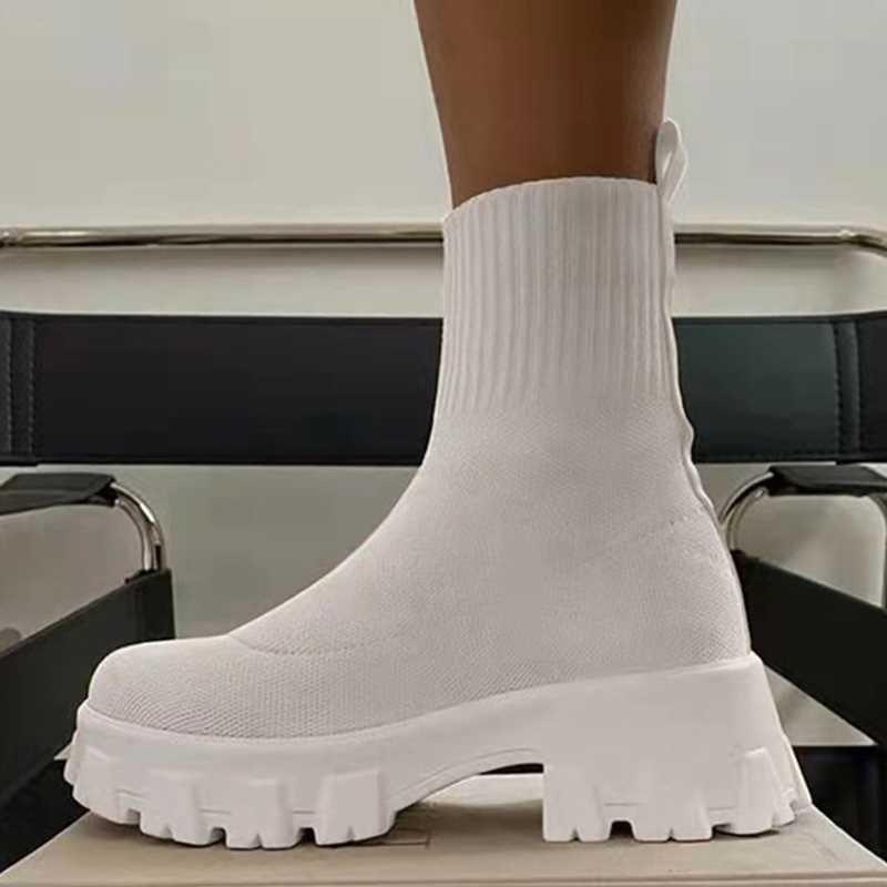 Women Boots Autumn Winter Boots Slip on Socks Shoes Women 20图片