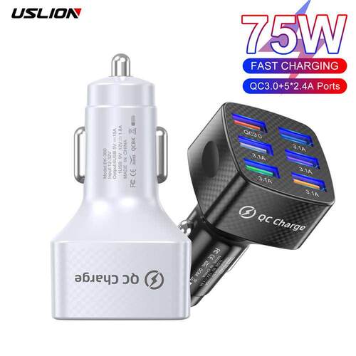 75W Car Charger Quick Charge 3.0 6 Ports USB Charger For iPh