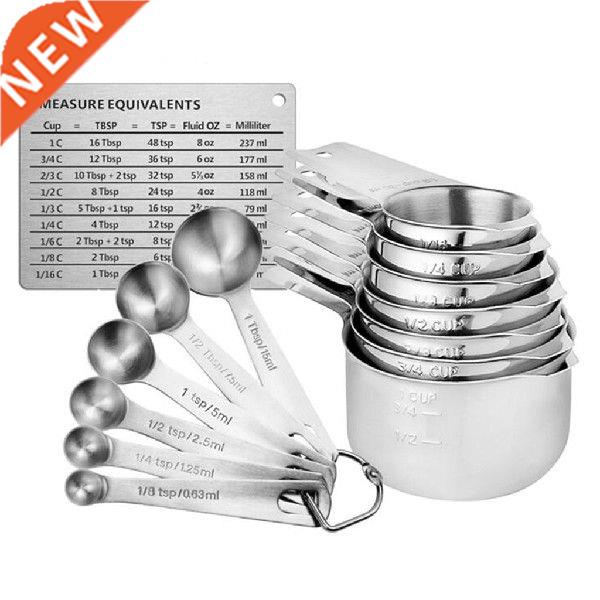 14Pcs Stainless Steel Measuring Cups and Spoons Set