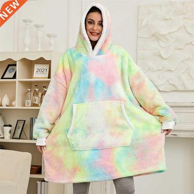 Winter Oversized Hoodie Blanket With Sleeves Fleece Sweatshi