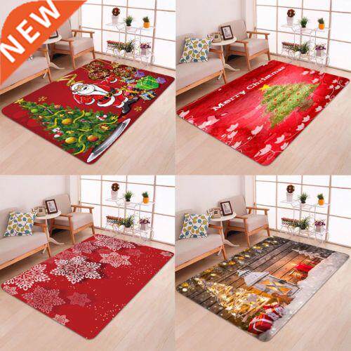 Hot Sale Christmas Floor Mat Santa Claus Flannel Carpet Rug
