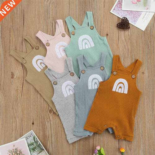 0-18M Summer Baby Girls Boys Rompers 6 Colors Rainbow Printe