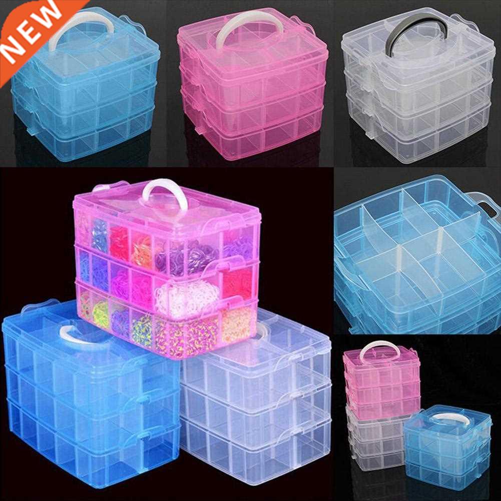 3 Layers 18 Compartments Clear Storage Box Container Jewelry