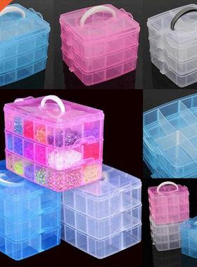 3 Layers 18 Compartments Clear Storage Box Container Jewelry