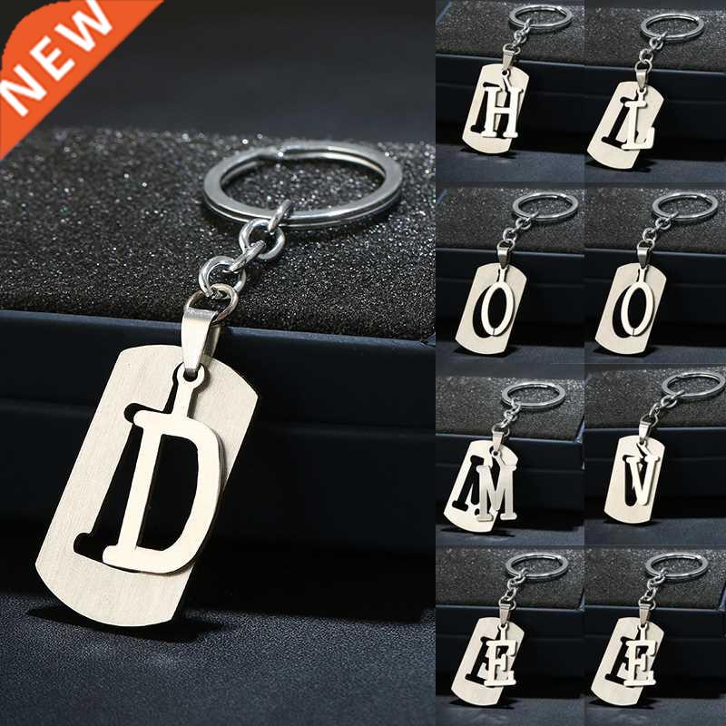 A-Z Letters Key Chain For Name Silver Color Steel Keycha
