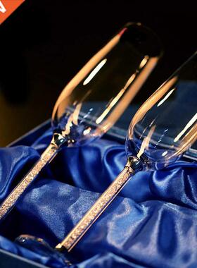 2pc Wedding Glasses Personalized Champagne Flutes Crystallin
