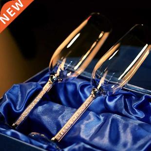 2pc Wedding Glasses Personalized Champagne Flutes Crystallin