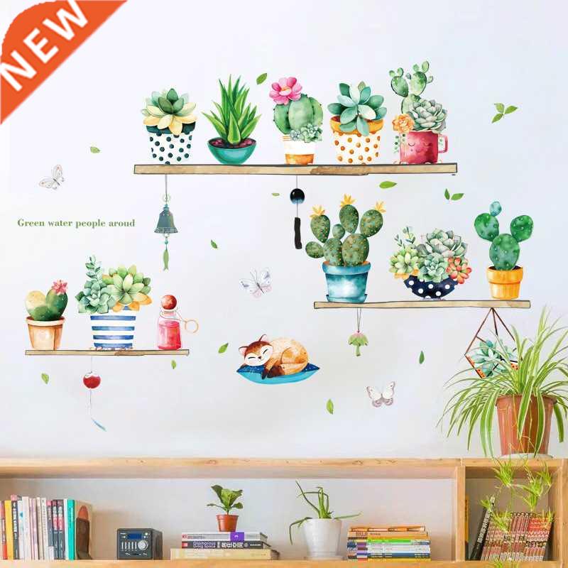 Potted cactus Wall Sticker bedroom living room TV sofa backg