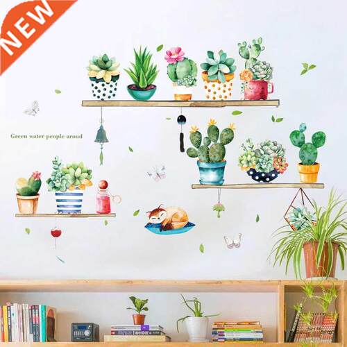 Potted cactus Wall Sticker bedroom living room TV sofa backg