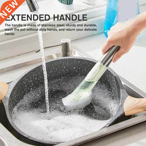 New 2 In 1 Kitchen Long Handle Cleaing Brush With Removable