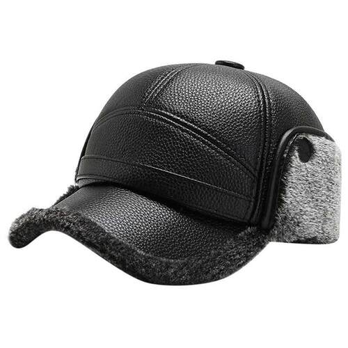 Keep Warm Winter Hats Fashion Men Leather Baseball Cap Outdo