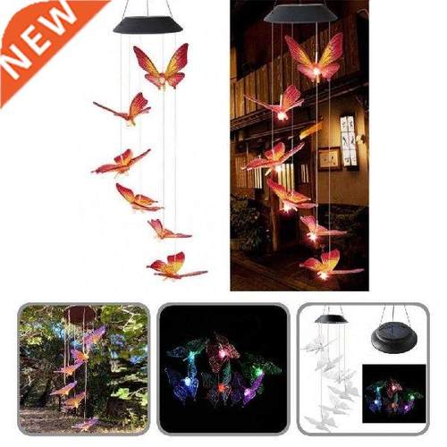Wind Chime Butterfly Pendnt Romntic Wterproof Solr Wind