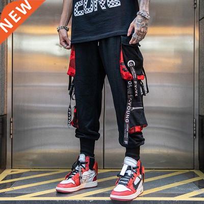 Men Hip Hop Black Cargo Pants joggers Sweatpants Overalls Me