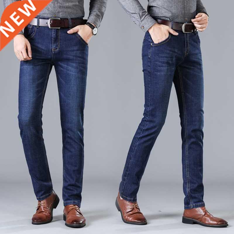 Men stretch denim pants slim fit trousers man straight Jeans