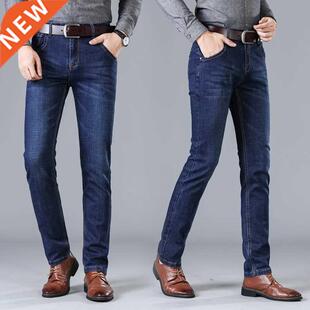 Men stretch denim pants slim fit trousers man straight Jeans