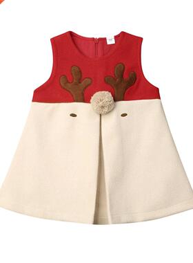 1-5Years Christmas Red Dress Toddler Baby Girls Cartoon Deer