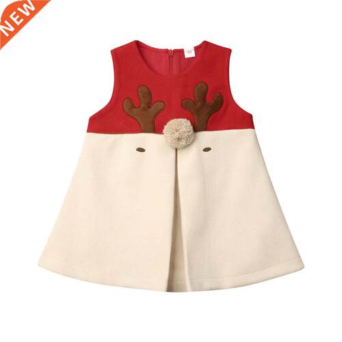 1-5Years Christmas Red Dress Toddler Baby Girls Cartoon Deer