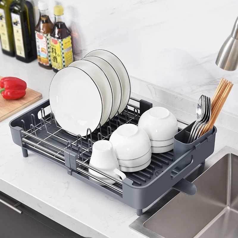 Dish Drying Rack Stainless Steel Adjustable Kitchen Plates O