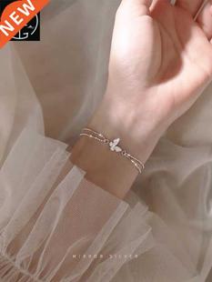 Bracelet butterfly inlaid with Diamond Sterling silver acce