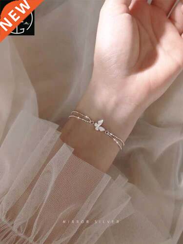 Bracelet butterfly inlaid with Diamond Sterling silver acce