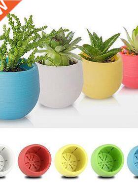 Colorful Round Plastic Flower Pot Plant Planter Garden Home