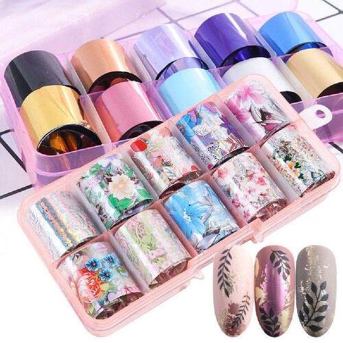 10 Sheets Starry Sky Matte Metal Nail Sticker Adhesive