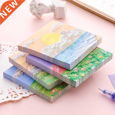 2022 New Oil Painting Sticky Memo Pad 80sheets Colored Notep