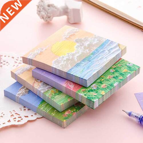 2022 New Oil Painting Sticky Memo Pad 80sheets Colored Notep