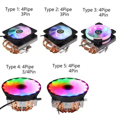 3pin/4pin CPU Cooler Fan 4 Heatpipes Cooling Fan Heatsink Co