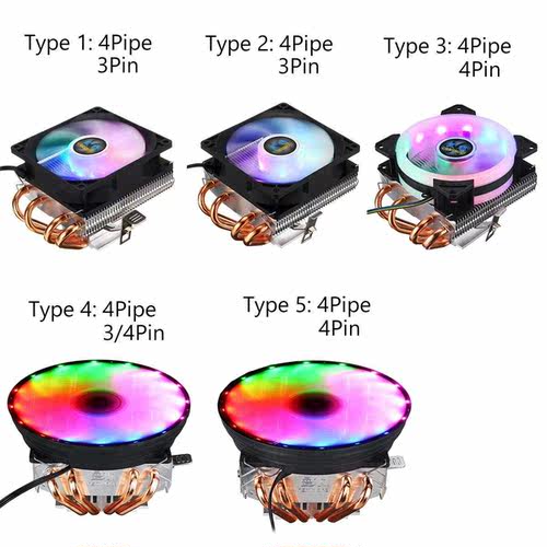3pin/4pin CPU Cooler Fan 4 Heatpipes Cooling Fan Heatsink Co