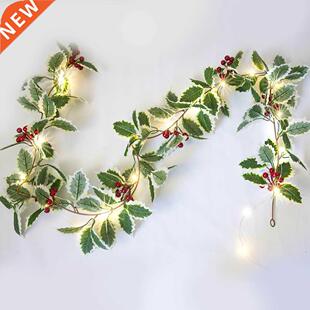 Chrstmas Pne Needles Cones Red Frut Copper Wre Lghts St