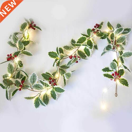 Chrstmas Pne Needles Cones Red Frut Copper Wre Lghts St
