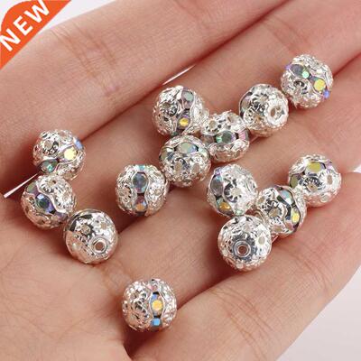 50pcs Multicolor AB Rhinestone Balls Crystal Loose Spacer Ro