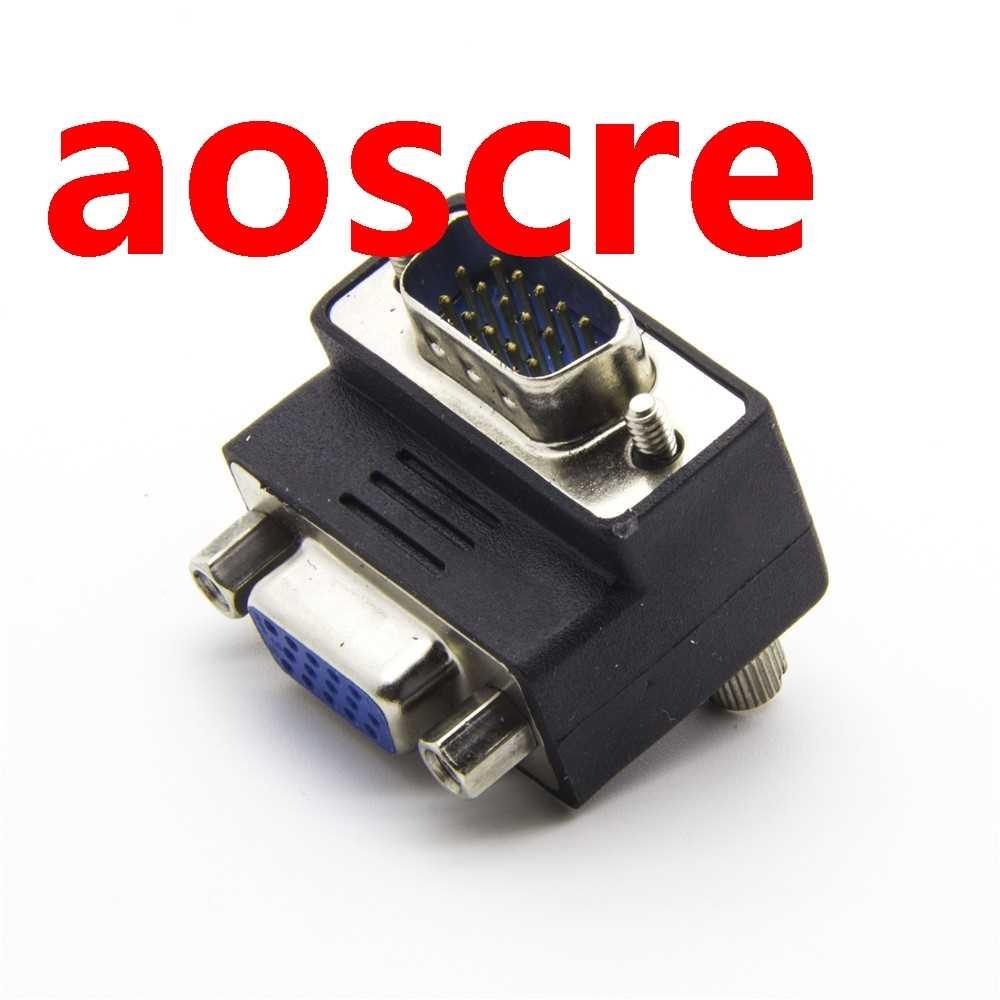 1 PCS 90 Degree Down Angle 15Pin VGA SVGA HDB15 Male TO Fema