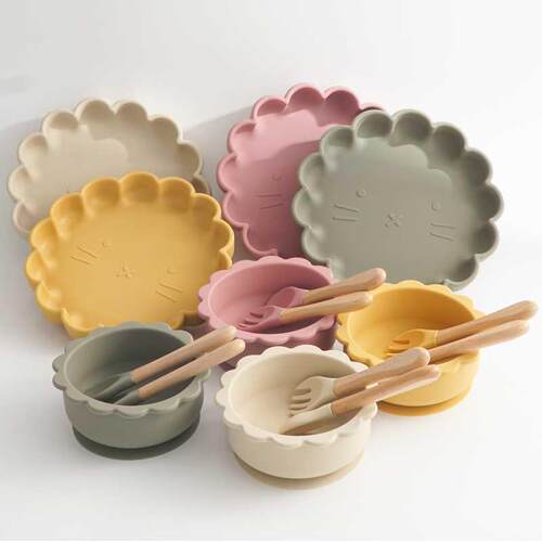Kawaii Animal Shape Baby Plates For Food Silicone Cookware S