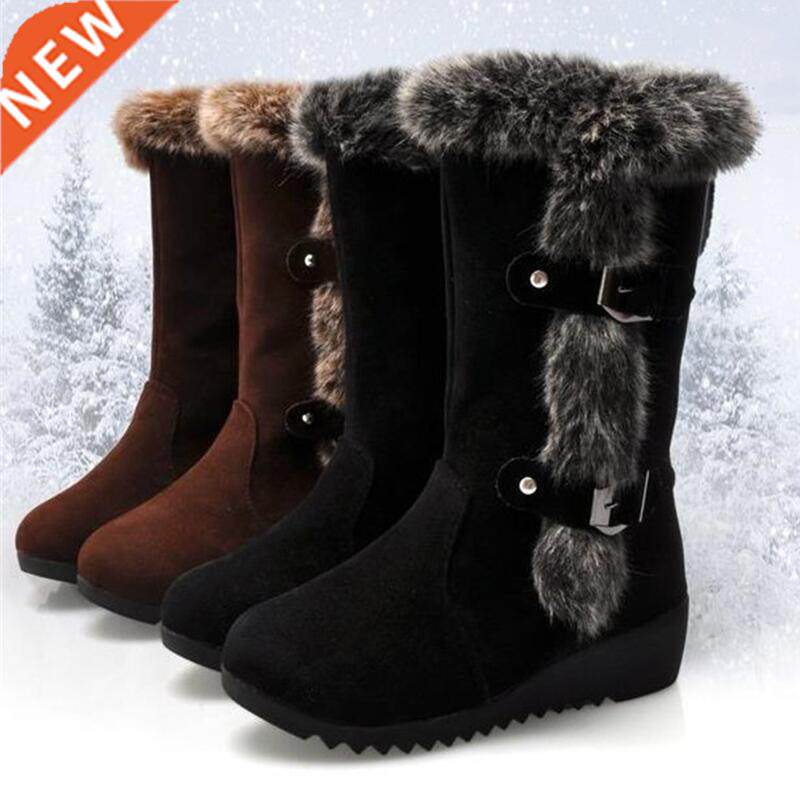 new winter women boots casual warm fur mid-calf boots shoes