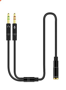 AUX 3.5mm Audio Mic Splitter Cable Female to 2 Male Headphon