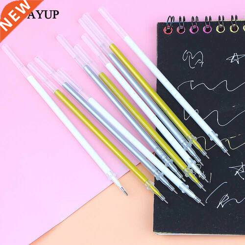 10Pcs 0.8mm White Gold Silver Gel Pen Refill Photo Album Pen