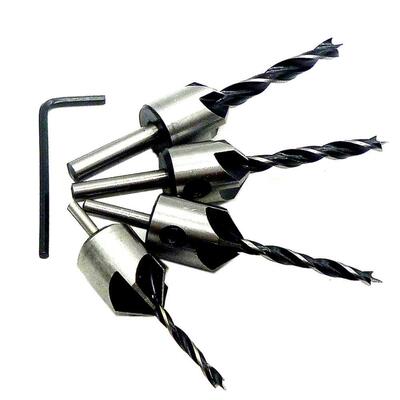 4pcs 5 Flute HSS Countersink Drill Bit Set Carpentry Tool 3m
