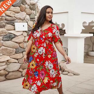 XL 4XL summer plus-size Bohemian lady dress大码波西米亚裙子