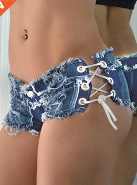 Fashion low waist ripped ladies denim shorts jeans