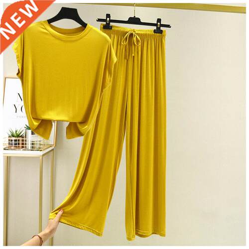 Summer Fashion Women Suit Female Modal Round Neck Batwing Sl
