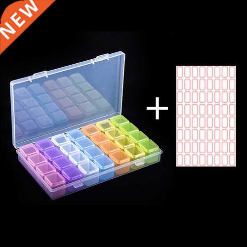 28 Grids Plastic Storage Box and Sticker for Jewelry Button