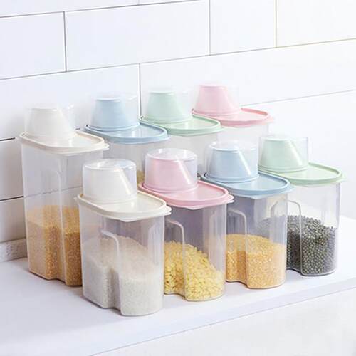Plastic Cereal Dispenser Storage Box Kitchen Food Grain Rice