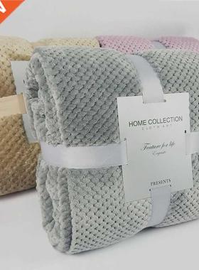 Winter Soft Warm Flannel Blankets For Beds Solid Pink Blue C